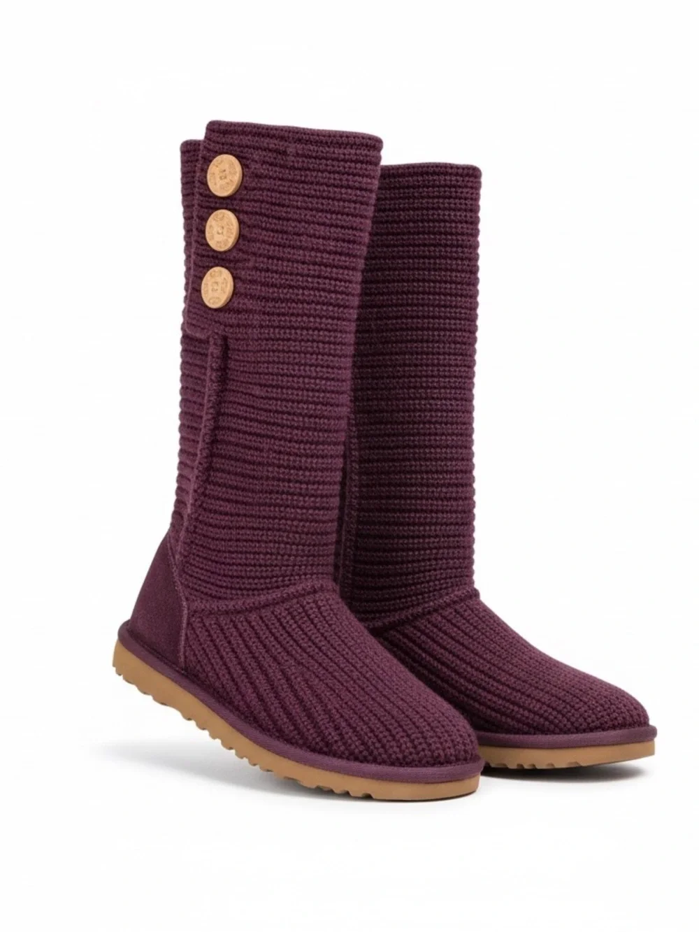 UGG Cardy Burgundy Knit Tall Winter Boots Women’s Size 6 Cozy Sweater Boots